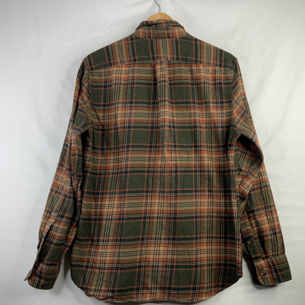 J.Crew Mens Slim Fit Cotton Cashmere Blend Plaid Flannel Shirt Green Orange M - Picture 2 of 8